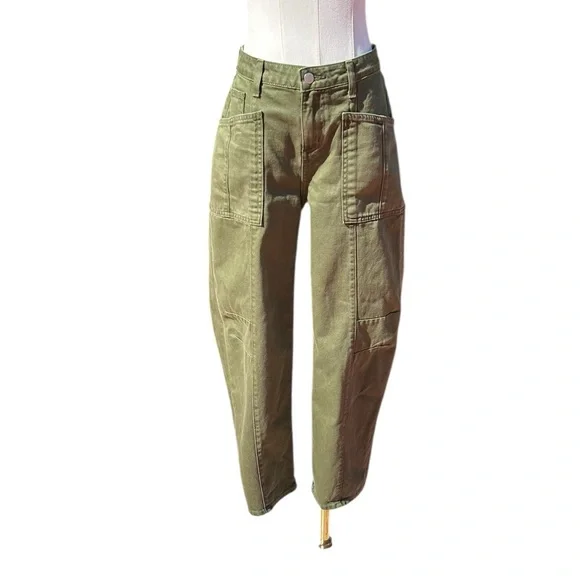 L’Agence Cody High Rise Rodeo Jeans Green High Waist Utility Barrel Leg Jeans 24 - Picture 3 of 13
